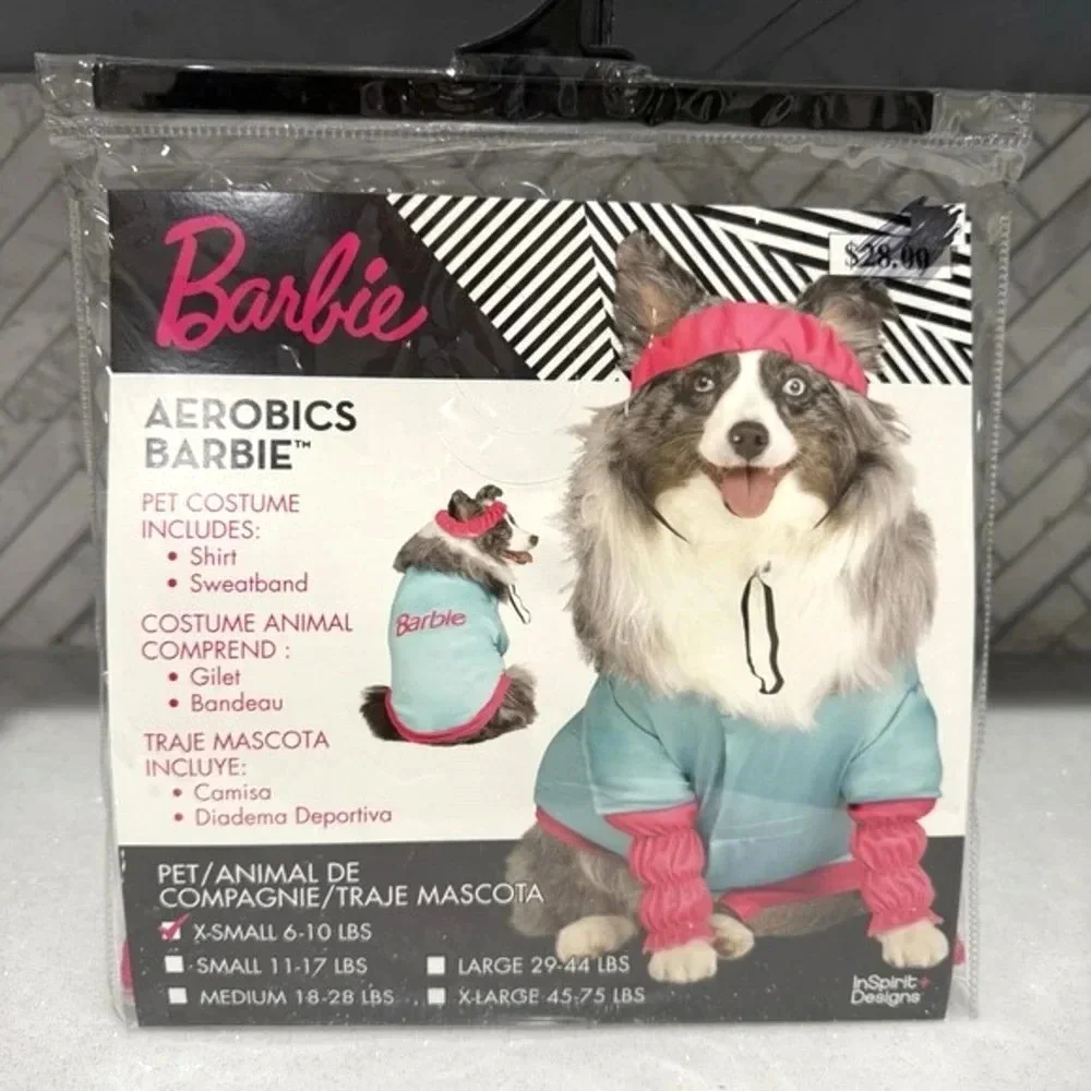 Barbie Aerobics Pet Dog Costume XS 6-10 Lbs Halloween Outfit New Barbiecore 80s!